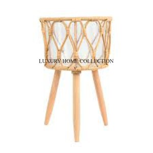 <b>Small</b> Round Rattan Planter with an Etched Floral Pattern Enhancing the Beauty of Succulents and Bonsai <b>Plants</b> Sale Rate - Product Image 2