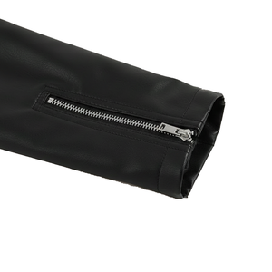 Nouvelle veste en cuir à fourrure de renard pour femme, noire, zippée, style tissé fin, courte - Product Image 3