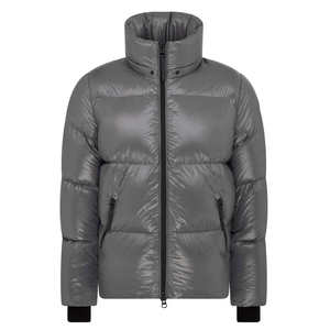 Custom Shiny Grey Puffer Jacket Men Women <b>Winter</b> Warm Fur Hood Glossy <b>Quilted</b> Down Coat Windproof Outdoor Parka Bubble Overcoat - Product Image 6