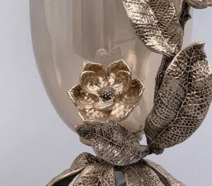 Beautiful Floral Vintage <b>Candle</b> Stand With Golden <b>Hurricane</b> <b>Glass</b> Perfect For Modern Rustic Classic And Stylish Interiors - Product Image 6