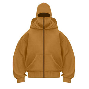 Sweat à capuche balaclava zippé personnalisé 2026 pour homme, 450 g/m², haute qualité, 100 % coton, streetwear avec techniques de broderie, sweat à capuche ninja uni - Product Image 5