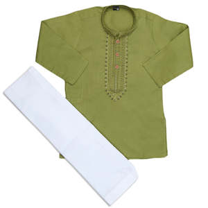 Chase Value <b>Boys</b> Embroidered Wash n Wear <b>Kurta</b> Shalwar Suit-Green 1-2 Years - Product Image 4