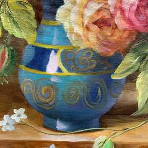 Pintura al Óleo 100% Pintada a Mano, 24\"x20\", sobre Lienzo de Algodón, con Marco, Arte de Pared, Hojas de Árbol con Lámina Dorada, Campo, Estilo Clásico - Product Image 1