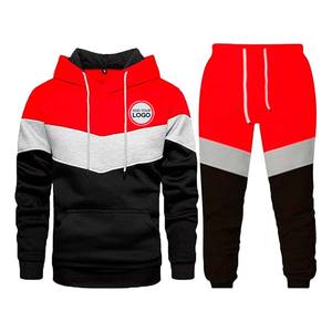 Survêtements pour hommes avec logo personnalisé, ensembles de deux pièces, blocs de couleur, manches longues, fermeture éclair intégrale, ensembles de survêtements de sport, survêtement à blocs de couleur - Product Image 2