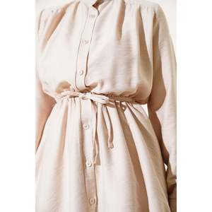 Waist <b>Elastic</b> Buttoned 2 Piece Set Beige - Product Image 2