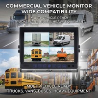 Moniteur de voiture VGA AV 9 pouces, caméras avant et arrière |   Écran partagé |   Imperméable |   800 nit, lisible en plein soleil |   Prise d'aviation à 4 broches |   1080P