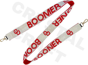 Longhorns Go Sangles de sac de perles de rocaille en or blanc personnalisées 'Hook Em Horns' Accessoire Sangle de sac à main perlée à la mode - Product Image 2