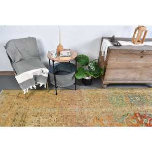 พรมปะต่อสีส้มและสีฟ้าคลาสสิก9x13ft ขนสัตว์ตุรกีและน้ำยางเหนียวด้านหลังสำหรับห้องนั่งเล่นสไตล์ Tabriz สำหรับวัยรุ่น - Product Image 4