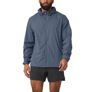 Vestes coupe-vent à fermeture éclair intégrale en nylon personnalisées avec logo tendance pour hommes - Product Image 1