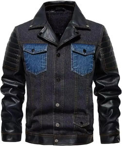 Noir et bleu couleur unie dernière conception hommes veste en jean coupe personnalisée veste hommes marque élégant jean veste Denim hommes bon - Product Image 2