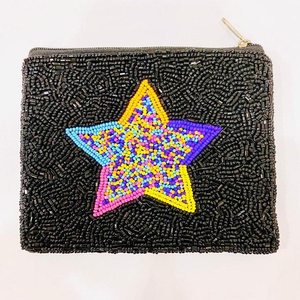 Brodé à la main perles de rocaille étoile céleste multicolore porte-monnaie perlé maquillage argent portefeuille et sacs et étuis à cosmétiques - Product Image 2