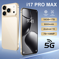 Smartphone 17 Pro Max 7,3 pouces 5G 2G LTE double SIM, processeur Deca-Core, appareil photo arrière 108MP, écran OLED HD 120Hz, batterie 8000mAh, Android, anglais