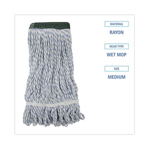 Boardwalk Medium White/Blue Wide Rayon/Polyester Floor Finish <b>Mop</b> Heads 12/Carton - Product Image 5