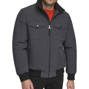 Ropa de calle de poliéster Chaqueta de bombardero elegante Colores sólidos Chaquetas de bombardero de satén para hombres Chaqueta de bombardero de satén para hombres - Product Image 1