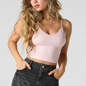 Chaleco deportivo de lujo para mujer, camisetas sin mangas de encaje transpirable, almohadilla de pecho de punto, patrón sólido, sin mangas, venta al por mayor, estilo informal - Product Image 1