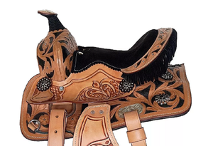 Sillín occidental de caballo de cuero genuino de calidad superior para carreras de barriles y equitación - Product Image 3