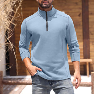 Ultra Soft Regular Fit Quarter <b>Zipper</b> <b>Sweatshirt</b> Long Sleeve Cotton Blended Stand Collar Zip Up Pullover Relaxed Winter Sweater - Product Image 6