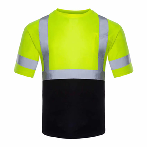 OEM rayas reflectantes Hi Vis ropa de trabajo construcción Hi Vis seguridad trabajo manga corta Camiseta reflectante al aire libre camisa para la venta - Product Image 1