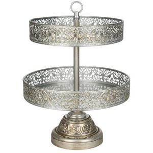 Luxe gold aluminum 3 <b>tier</b> <b>cake</b> <b>stand</b> with smooth surface and ornate foot ideal for elegant dessert arrangements and decor - Product Image 5