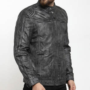 Veste d'hiver en cuir de couleur unie Offre Spéciale de service OEM avec col montant veste en cuir de marque privée - Product Image 2