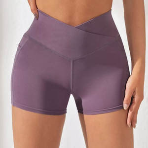 Unique Designs Women Fitness Short <b>Elastic</b> <b>Waistband</b> Wholesale Rate anti wrinkle fitness shorts for women with Custom logo/color - Product Image 6