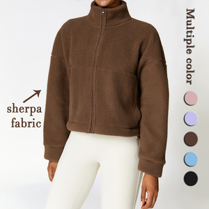 Veste Sherpa extérieure en polaire personnalisée OEM Streetwear Active Wear veste Sherpa en polaire à fermeture éclair complète pour les femmes pour l'hiver - Product Image 2