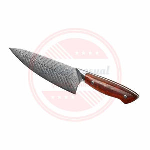 Cuchillo de Chef de Acero de Damasco de Primera Calidad con Mango de Madera |   Cuchillos de Chef Profesionales de Uso Diario con Logotipo Personalizado - Product Image 2