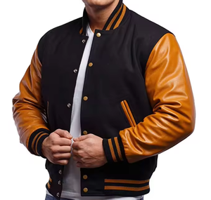 Chaqueta universitaria de alta calidad de fabricante OEM para hombre, Mangas de cuero de chenilla bordadas, letras de béisbol personalizadas a prueba de viento - Product Image 3