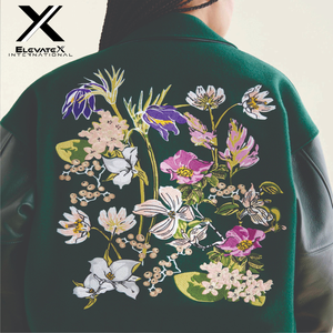 Custom Plus Size Women's Winter <b>Quilted</b> Varsity Jacket 100% Wool Windproof Ribbed Color Block Printed Fabric Embroidered Cotton - Product Image 3