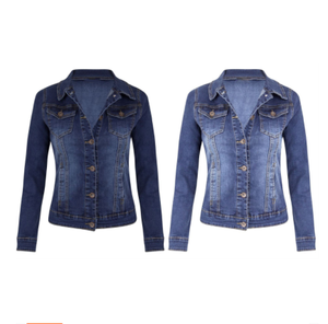 Chaqueta Vaquera Azul Clásica para Mujer, Ropa Casual Diaria, Forro de Algodón para Mujer - Product Image 1