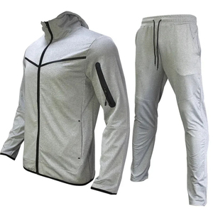 Premium Quality <b>Men's</b> Gym 2-Piece Set Stand Collar Zipper <b>Jacket</b> with Drawstring Closure Solid Pattern Summer Spring Wear - Product Image 2