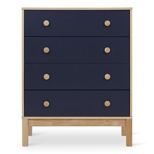 Kevin 4-türige Kommode Blue & Natural Teak Mahagoni Suar Holz Rattan für Schlafzimmer & Hotel Wohnzimmer möbel - Product Image 1