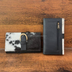 ใหม่จริงทําด้วยมือผมบนซ่อนกระเป๋าสตางค์ผู้หญิงกระเป๋าสตางค์บาง Bifold หนัง Snap ขนคลัทช์กระเป๋าสตางค์จริงวัวซ่อนขนกระเป๋าสตางค์ - Product Image 5