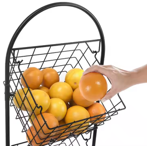 Support de corbeille à fruits à 3 niveaux en métal noir pour support de rangement de cuisine - Product Image 4