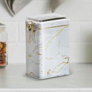 Fermoir en fil blanc marbré 1L et couvercle transparent 75x100x150mm Boîte métallique rectangulaire - Product Image 4