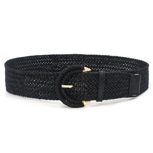 Cinturón ancho trenzado de piel sintética con hebilla para mujer, cinturón de moda tejido de piel sintética para mujer - Product Image 1