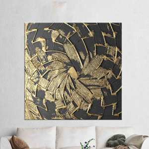 Impression sur toile abstraite élégante noire et dorée : décoration artistique moderne, encadrée style galerie - Product Image 1