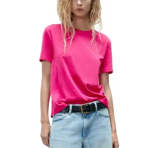 Hot Selling Women Pink Color Oversized Fit Blank 100% Cotton T Shirts For Sale By AL-FARAJ On Cheap Rates