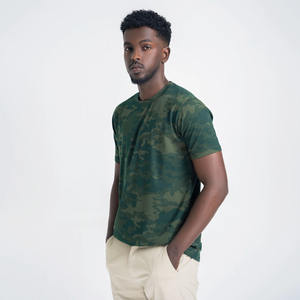 Respirant hommes vert camouflage imprimé maille tissu Slim Fit col rond t-shirt à vendre hommes séchage rapide t-shirts en vente en gros - Product Image 3
