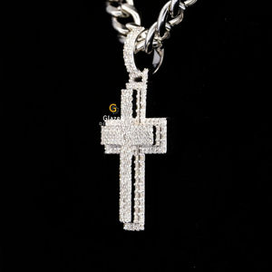 Customized 10K <b>White</b> <b>Gold</b> Unique <b>Cross</b> Pendant Fully Ice Brilliant Cut Moissanite VVs Clarity Solid <b>Gold</b> Hip Hop Charms Diamond - Product Image 5