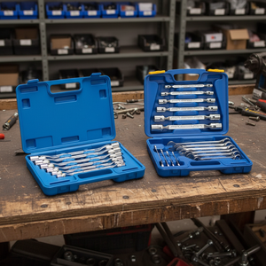 Kit d'outils avec clé à douille double flexible - Métrique DIY OEM ODM en acier au chrome-vanadium, finition chrome mat - Product Image 4