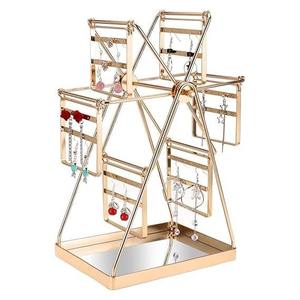 Elegante soporte de joyería rosa para pendientes, collares, anillos, organizador elegante para mesa de tocador, habitación de niñas y exhibición de Tocador de la India - Product Image 1