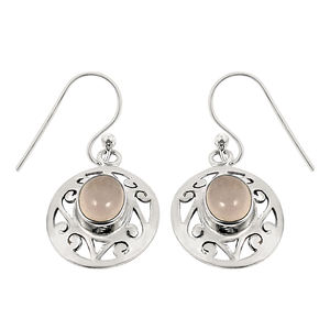 Pendiente de piedras preciosas de cuarzo rosa Natural, pendiente grueso de Plata de Ley 925 para mujer, pendiente de gancho de joyería fina hecho a mano para fiesta - Product Image 1