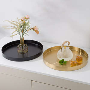 Bandeja Metálica Decorativa para Servir, para Hogar, Hotel, Restaurante, Cafetería, Bar, Regalo de Boda, Organizador, Duradera, de Uso Profesional Premium - Product Image 1