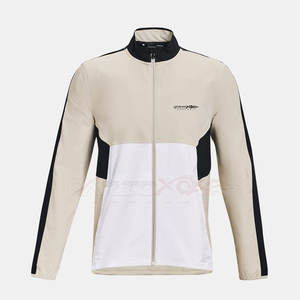 Chaqueta cortavientos lisa de moda para hombre con logotipo personalizado, chaquetas impermeables deportivas con cuello levantado y tela de lona - Product Image 5