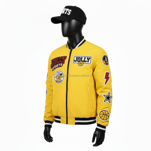 Chaqueta Bomber de mezcla de lana Premium 380GSM Color crema Textura suave Puños acanalados Bordado personalizado Logo Bomber Jacket para hombre - Product Image 3