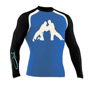 Grappling Rash Guard, Blue BJJ Gear, Training MMA Shirt, Best Design Wholesale Rash Guard <b>For</b> <b>Womens</b> - Product Image 1