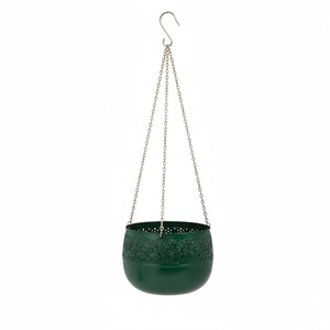Jardinière suspendue en métal à motif noir et blanc fantaisie, élégante décoration de jardin intérieure et extérieure, pot au design unique pour la maison et le balcon - Product Image 3