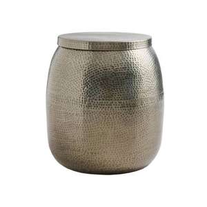 Luxury <b>Art</b> <b>Deco</b> Stainless Steel Outdoor Drum Side Table with Tabletop <b>Vase</b> Function - Product Image 4