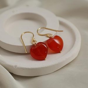 Pendientes de aro envueltos en alambre de cornalina | Aros de piedras preciosas hechos a mano chapados en oro, joyería de declaración Bohemia atrevida y elegante - Product Image 5